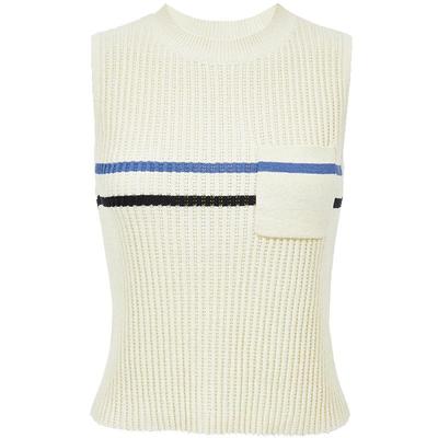 Women's 2025 Color Block Stripe Round Neck Sleeveless Knit Top