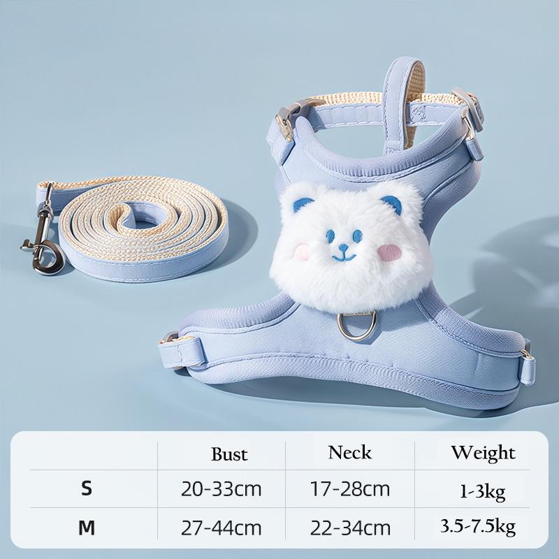 Escape-Proof Cat Harness with Leash - Cute Bear Design Lightweight Comfortable Pet Vest