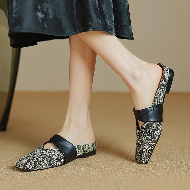 Fashion 2025 New Summer Slippers Square Toe Fashion Hollow Out Sandals Shoes for Women Zapatos De Mujer Ladies Shoes Mesh Mules