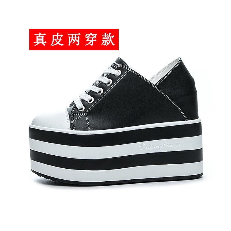 

Женские туфли на толстой подошве-маффин с круглым носком, новые 2025, с мелким вырезом, два способа носки, с внутренней высотой, хорошо сочетаются, интернет-знаменитость 33 чёрный