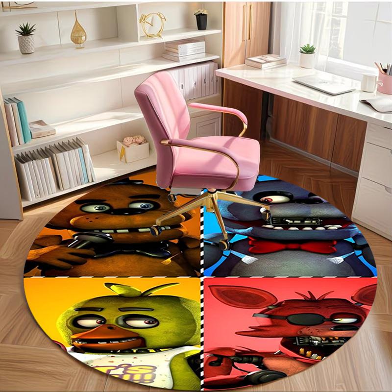 Five Nights at Freddy's Print Round Rug, Washable Floor Carpet, For Entryway Dorm Laundry Room Office Study, Home Decor Birthday Christmas Gift
