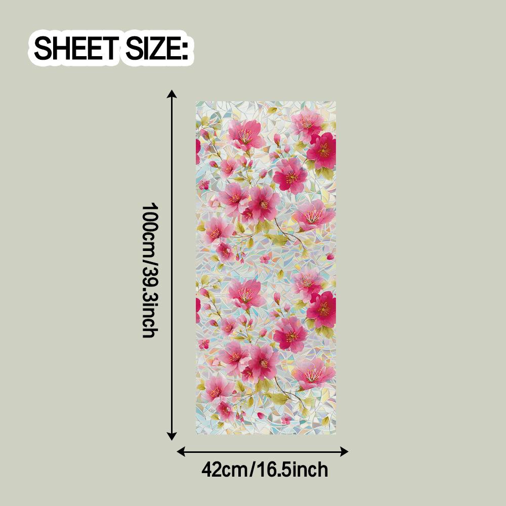 

Вырезанные лазером Розовые Цветочные Декор для Гостиной Дома Наклейки на Стекло Двери и Окна Статическое Прилипание Без Клея 42*100CM
