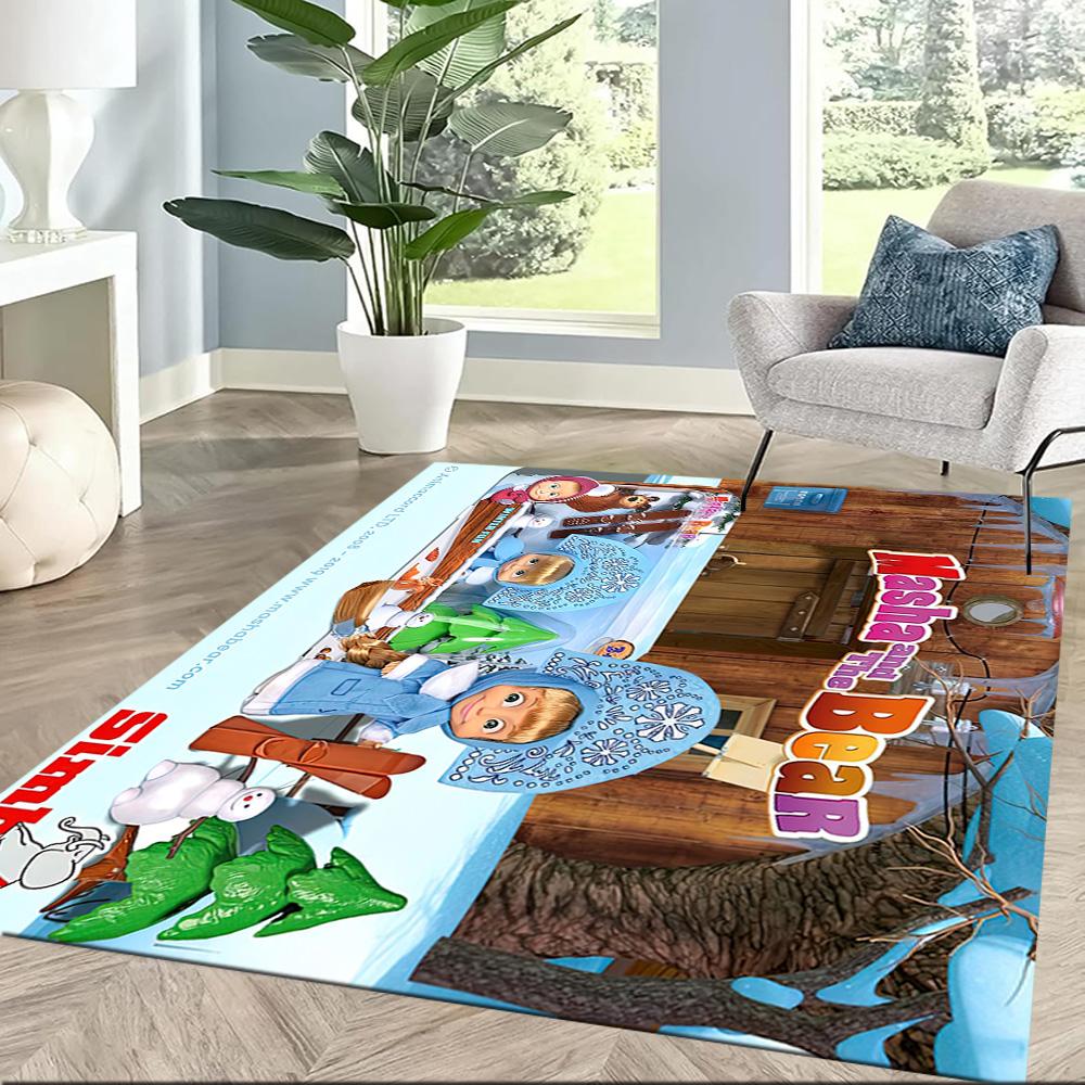 Masha Bear Area Rug Design for Game Room Dormitory Outdoor Hallway Antislip Carpet Anime Office Decor Birthday/Christmas Gift