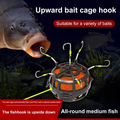 Reverse Bottom Bait Cage Fishing Hook 360-Degree Floating Design Full Strike Coverage