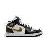 New Jordan 1 Mid Patent Black White Gold GS BQ6931-007