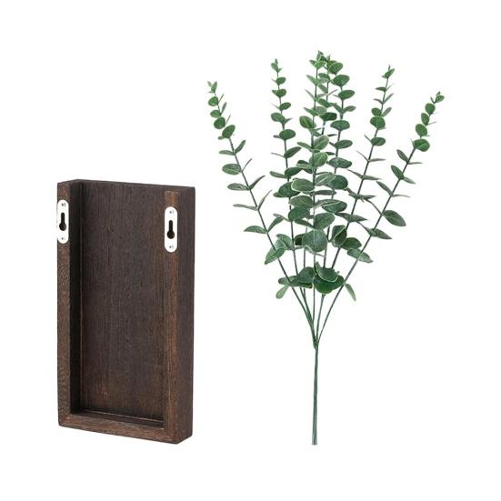 Wooden Wall Planter Rustic Farmhouse Living Room Bedroom Office Wooden Wall Mount Greenery Plants Dried Flowers Pot Vase Decoration