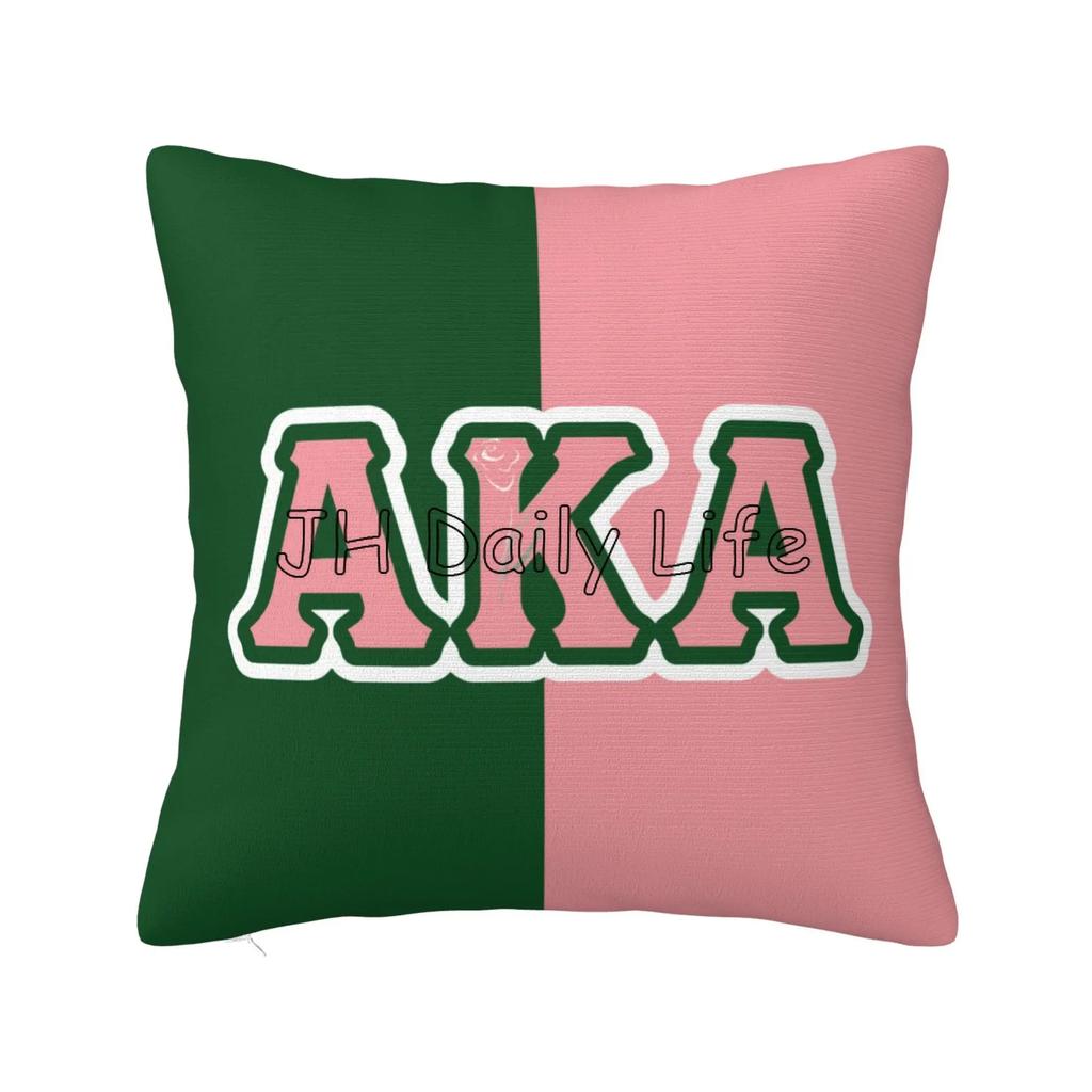 AKA Sorority Print Kissenbezug Weicher Gemütlicher Quadratischer Kissenbezug für Zuhause Sofa Bett Auto Dekoration Kissenhülle 18x18 Zoll