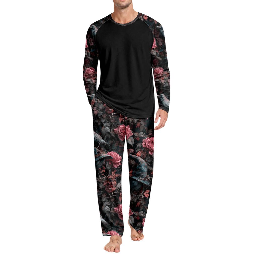Herr Halloween Pyjamas Set Långärmad Rund Hals Casual Bekväma Sovkläder