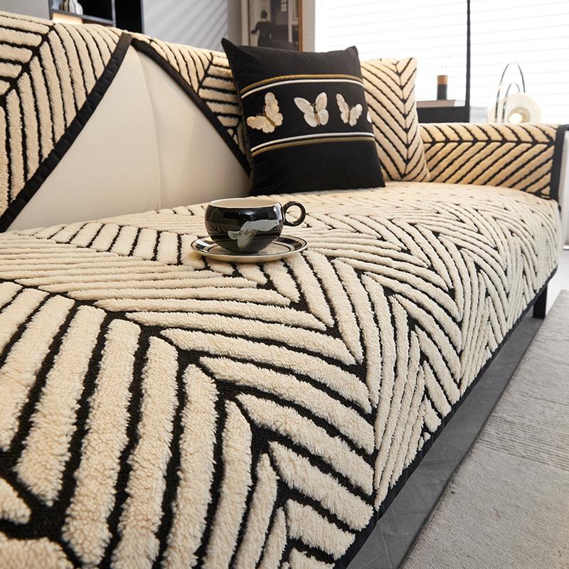 Medieval Velvet Pattern Shu Cotton Velvet Sofa Cushion New Winter Straight Row Non-Slip Sofa Cover Cloth Towel Cross-Border Special Supply