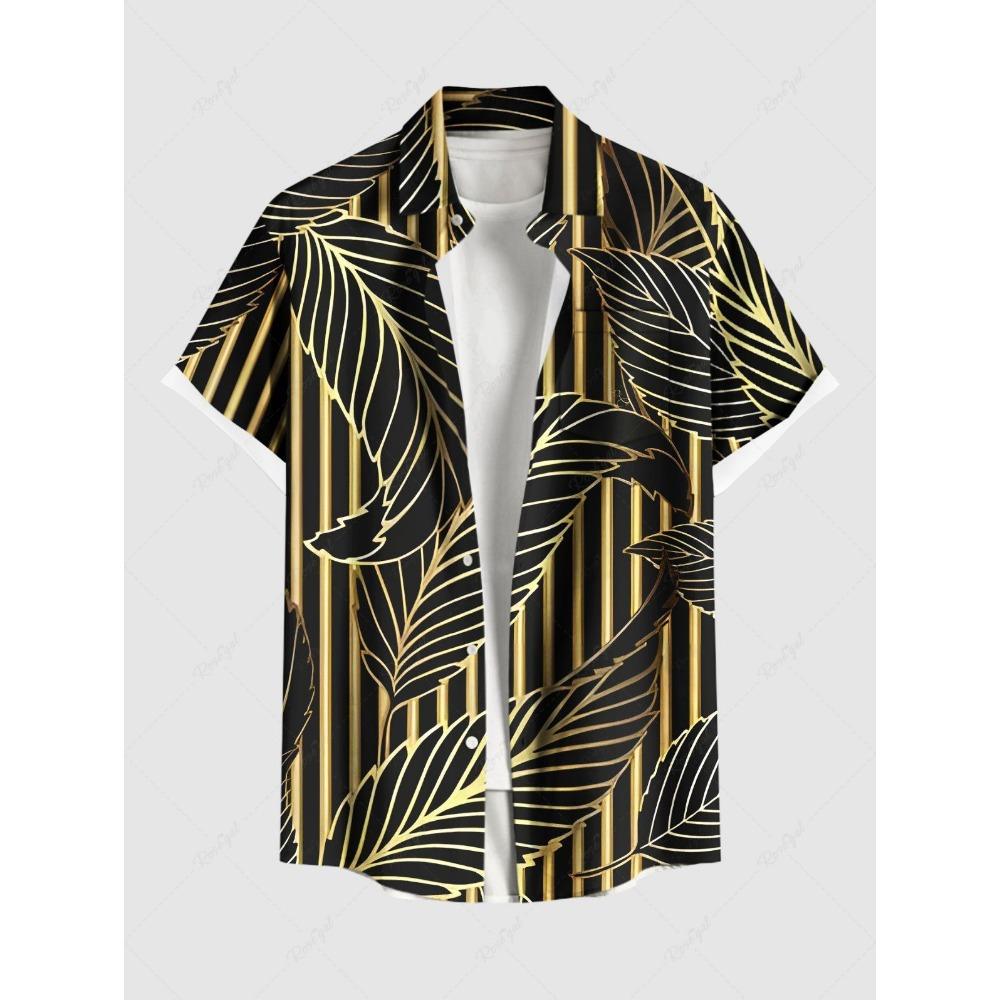 Herren Hawaiihemd 3D-gedruckt Kurzarm Button-Down Revershemd Übergroße Oberteile Sommerurlaub Freizeit Alohahemden für Herren