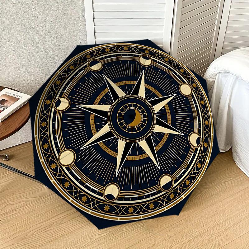 Compass Rose Design Umbrella: A Stylish and Functional Companion for Outdoor Adventures, Featuring Automatic Opening/Closing Mechanism, Lightweight