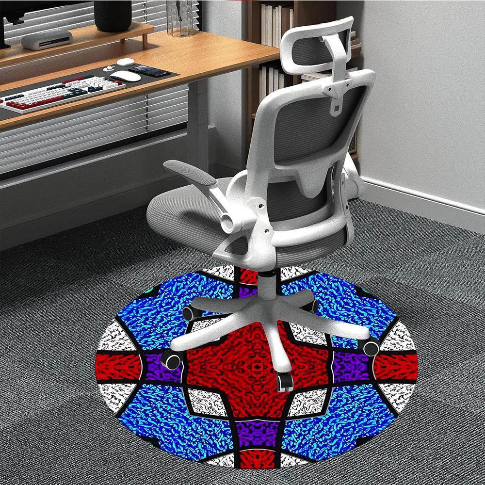 

1pc Kaleidoscope Pattern Carpet, Round Non Slip Durable Large Size Office Carpet, Suitable for Office 80cm