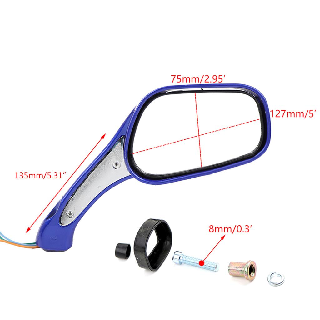 Rearview Mirror Replacement With Turn Signal Light for Motorcycle Electric Bike Modification Side Mirrors with LED Lamp