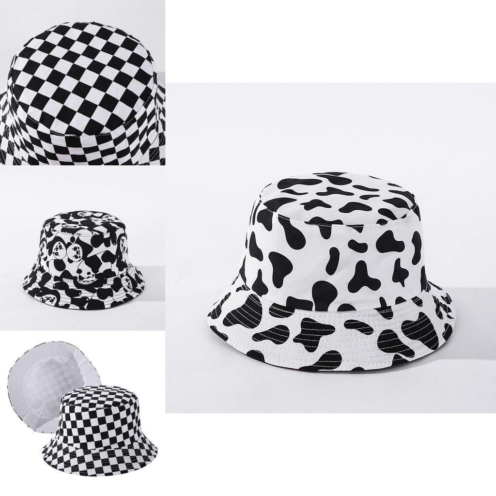 Versatile Black White Print Fisherman Bucket Hat Featuring A Fun Smiley Face Patch For Men And Women