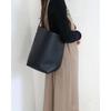 [High-quality] Genuine Leather Single Shoulder Portable Large-capacity High-end Sense Imported Light Drop Lychee Pattern Cowhide Commuter Bucket Bag