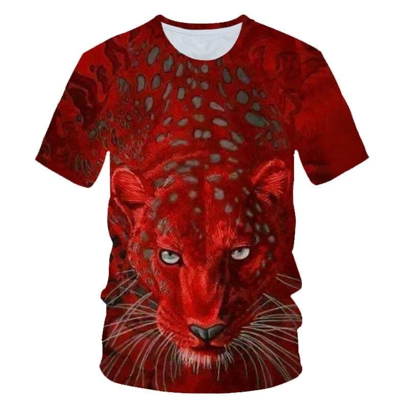 Sommer-T-Shirt für Herren mit Tiermuster und lustigem O-Ausschnitt, bequemes Kurzarm-Oberteil in Übergröße