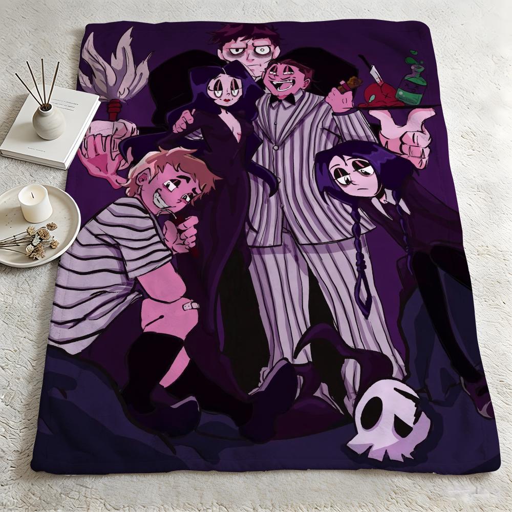 cartoon TThe Addams Familyy Throw Warm Soft Flannel Blanket Multiuse for Sofa Bed Camping Travel Nap