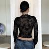 Elegant Leopard Print Lace Patchwork Low-Cut Top with Flared Sleeves