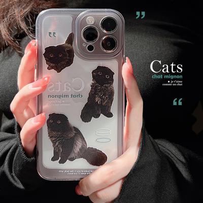 Black Cats Silicone Soft Cute Cartoom Family Animal Phone Case for Iphone 11 Xsmax X Xr 12mini 13 14 Promax 7 8 Plus 14pro Cover