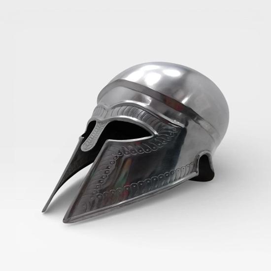 Greek Corinthian Steel Helmet, Handmade Medieval Warrior Armor with Stand