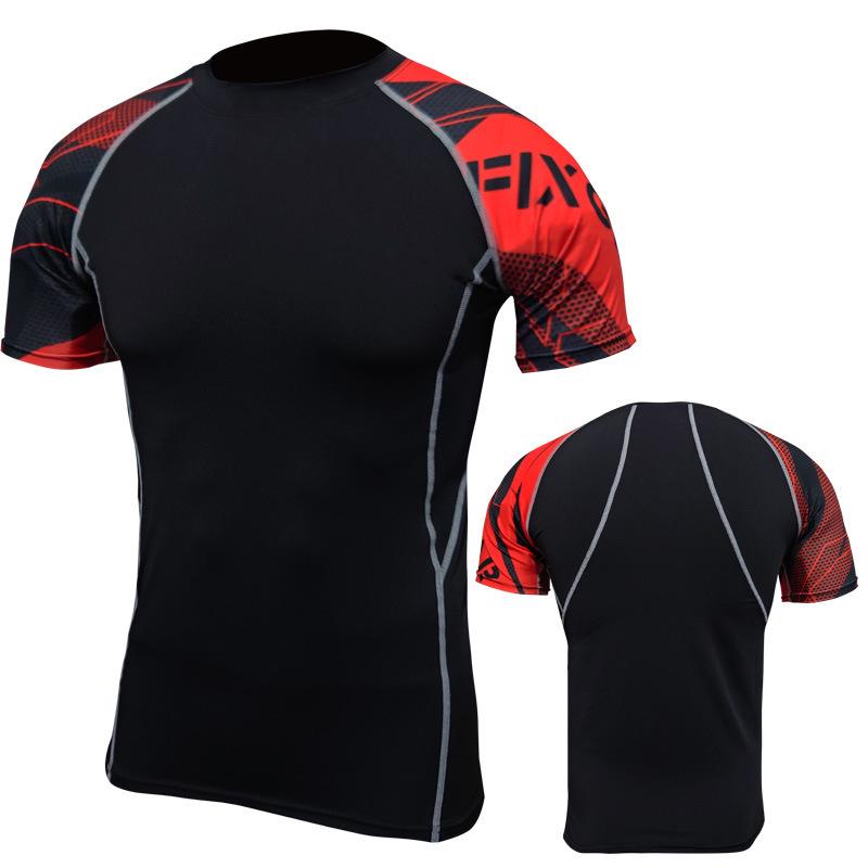 

Мужская быстросохнущая футболка с коротким рукавом, формирующая мышцы, для велоспорта и бега L