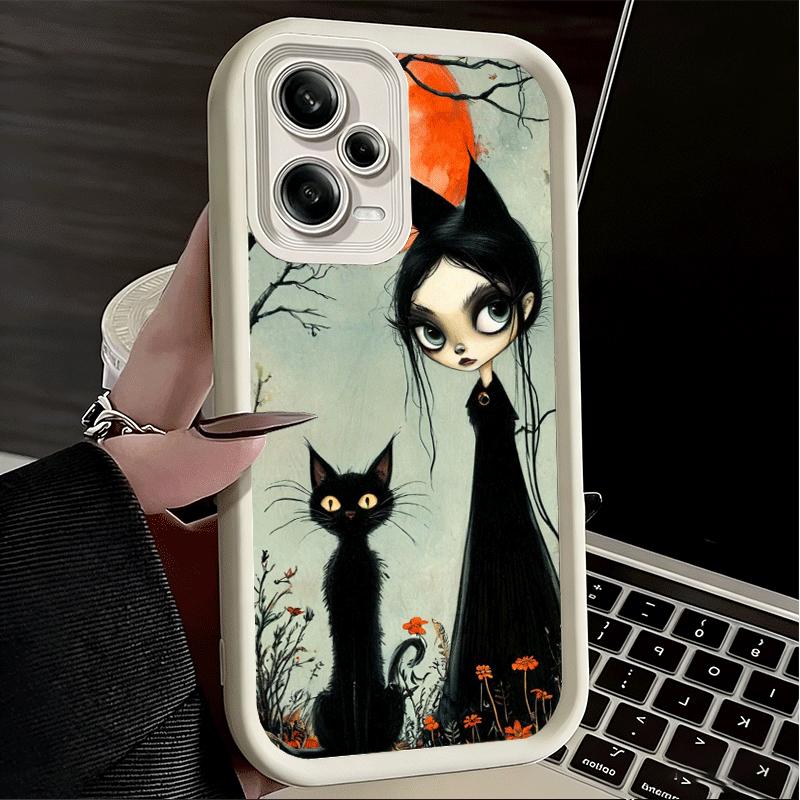 Phone Case for Xiaomi Redmi Note 15 14 13 Pro Plus Black Cat Witch Aesthetics Shell 12S 11 11S 11T 5G 14S Soft Silicone Funda