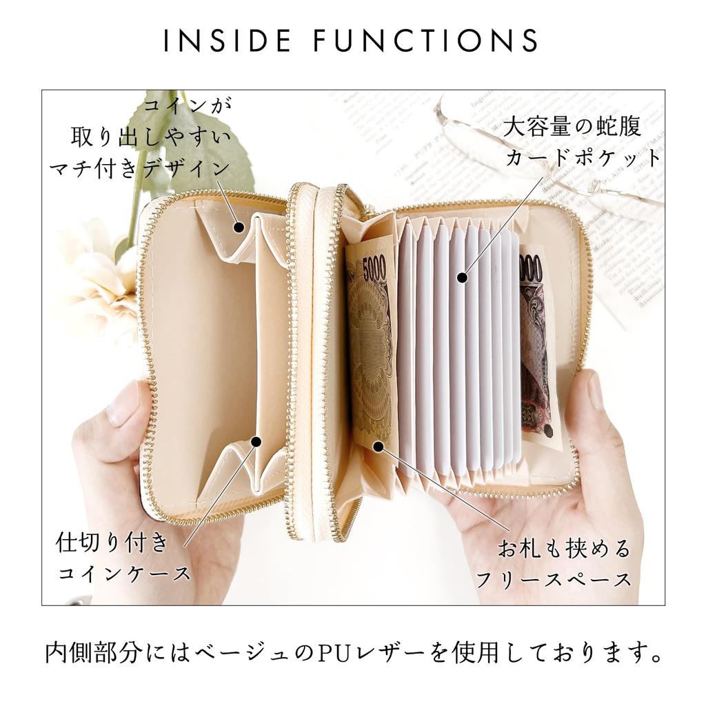 Tochigi Leather Bellows Double Zipper Wallet, Genuine Leather, Women's, Coin Purse, Bill Compartment, Card Slots, Round Zipper, Large Capacity,