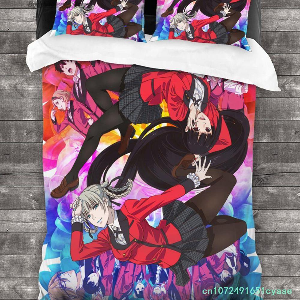 Kakegurui Yumeko Bedding Set Single Twin Full Queen King Size Bed Set Aldult Kid Bedroom Duvetcover Sets Print Luxus Bettbezug