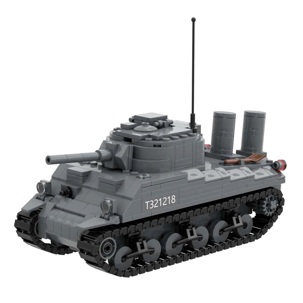 US Army Sherman Medium Tank Fury M3 M4A2 M4A3 WW2 Military Building Block Toy Assembly Set Compatible with Brands