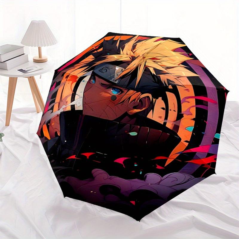 1pc Naruto Uzumaki Automatic Open/close Folding Portable Windproof Umbrella with 8-Rib Structure for Women/Men, All-Season Use A0901076