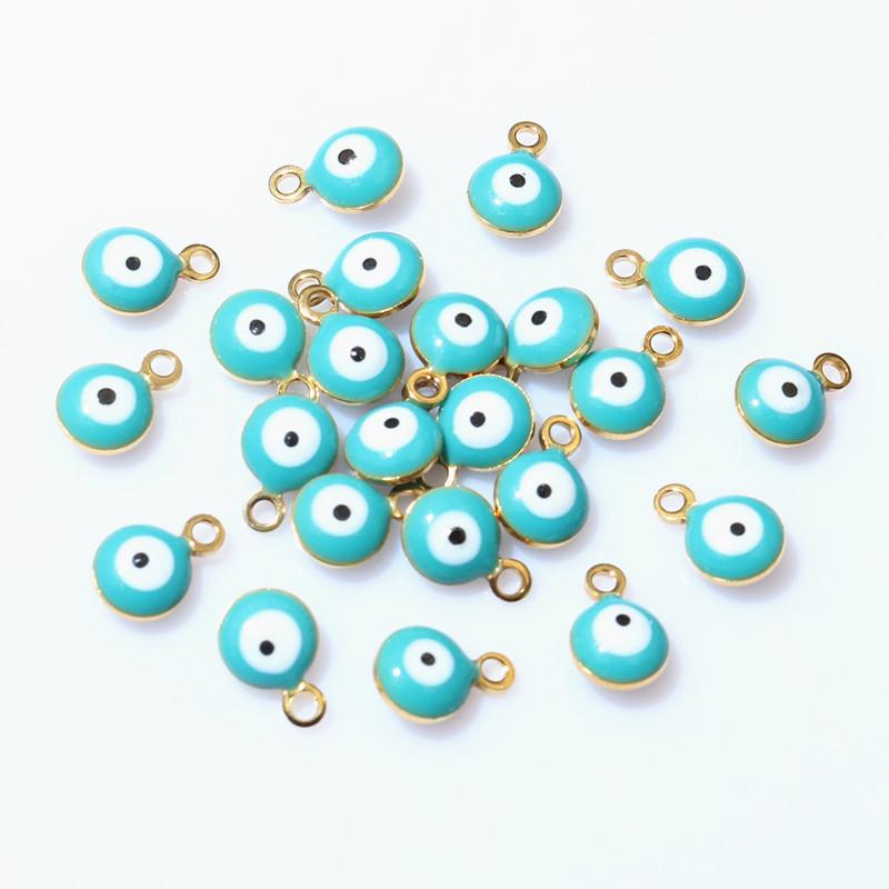20 Stück 8,5x6mm Emaille Böse Augen Kugel Anhänger Kleine DIY Schmuckherstellung Zubehör Bestandteile für Halskette Armband Ohrringe