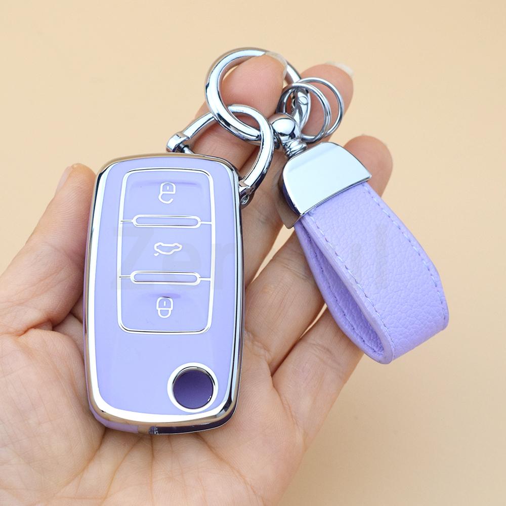Pro Vw Volkswagen Polo Golf Passat Beetle Caddy T5 Up Eos Tiguan Skoda Octavia A5 TPU Pouzdro na klíče od auta Kryt Auto Skořápka Klíčenka Fob
