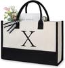 Large Capacity Tote Bag Fashion Canvas Totes Letters Flower Portable Beach Shoulder Shopping Casual Beach Bag Handbag