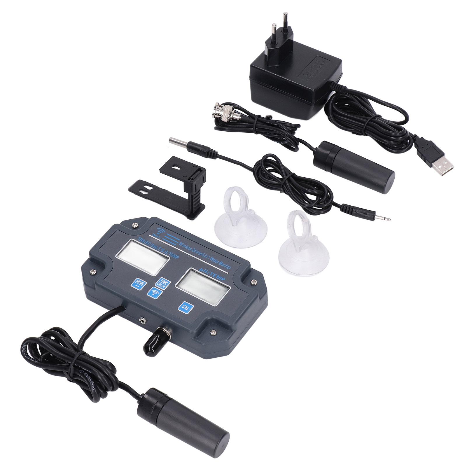 

Water Quality Tester 6 in 1 WiFi Online PH TDS EC Salt S.G Temp Meter AC