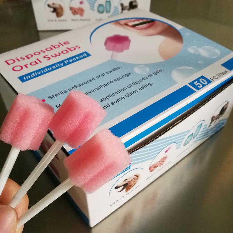 50 ks/sáček Přenosné Jednorázové Houbičky na Ústní Péči