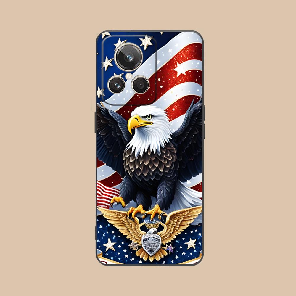 

USA America Flag Matte TPU Mobile Phone Case for Realme 15 14 13 12 11 10 9 Pro Plus T i Lite 5G Colorful Printing Cover realme 9i 5G