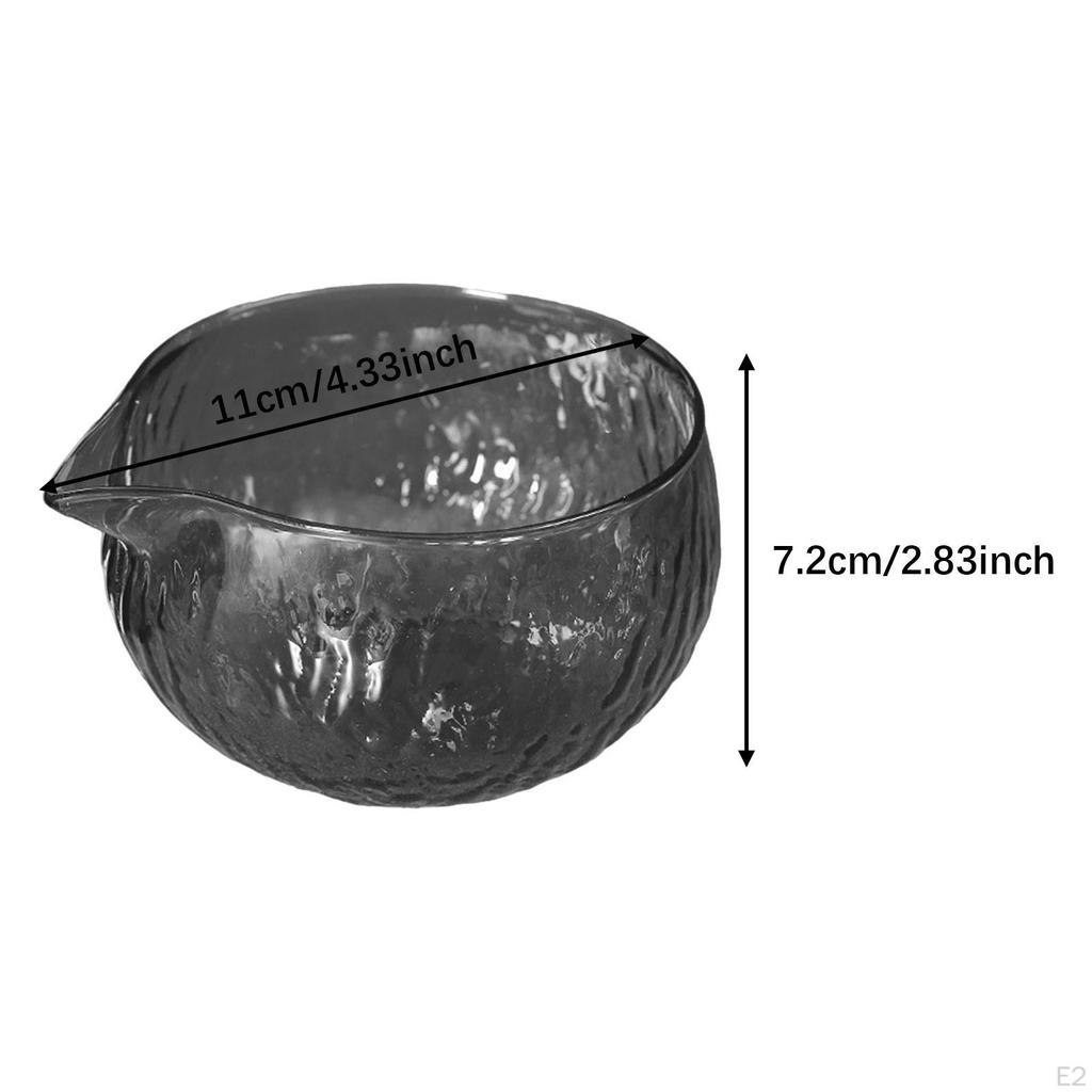 Glass Japanese Matcha Bow Teaware with Pouring Spout for Mixing Smooth Chawan Tea Cup Cold/Hot