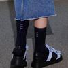 STUDIO SOCKSTOP [3PACK] Women's Ribbon Embroidered Mid-Calf Socks_2colors