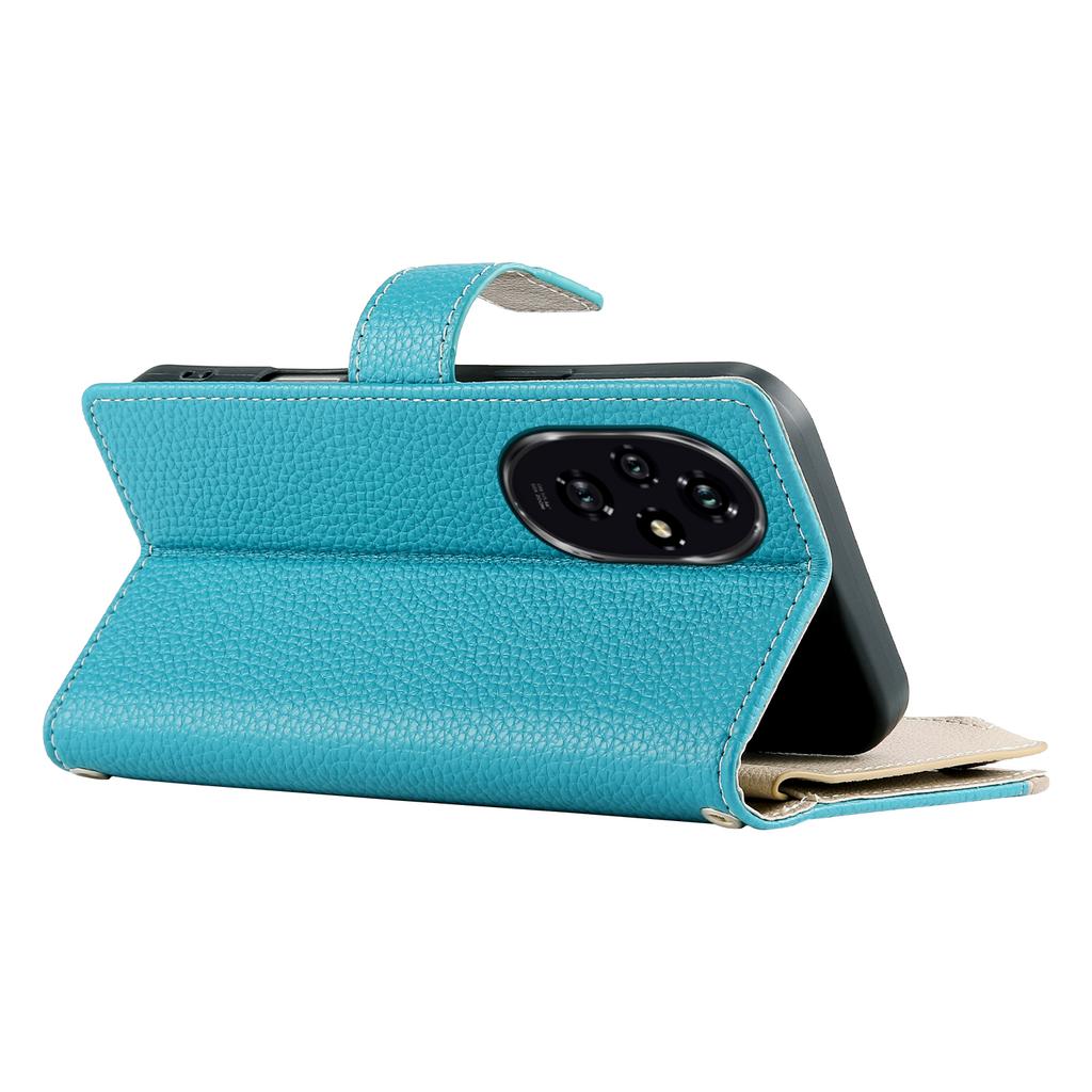 For Honor 200 5G Case Zipper Wallet Color Splicing Leather Flip Phone Cover with Straps