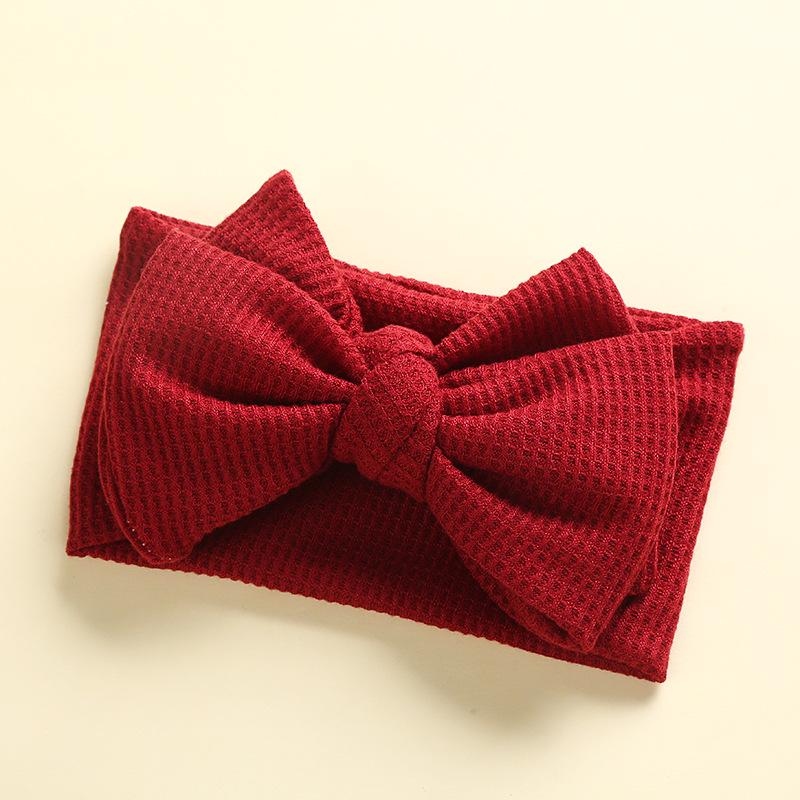 European & American Handmade Baby Hair Accessory: Large Bow Double Layer Waffle Texture Headband for Kids
