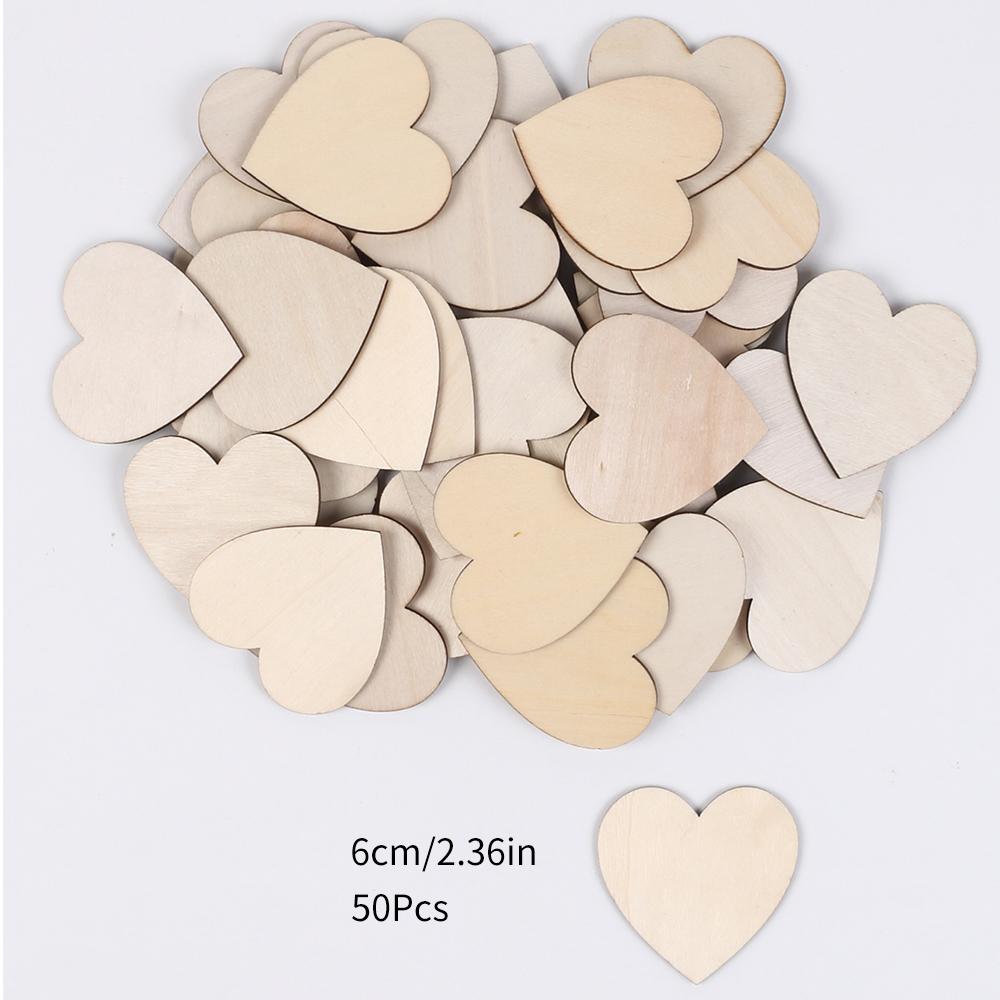 50/100/200Pcs Unfinished Wooden Hearts for Crafts 1-6cm Heart Blank Wood Ornaments Birthday Wedding Party Christmas Decor