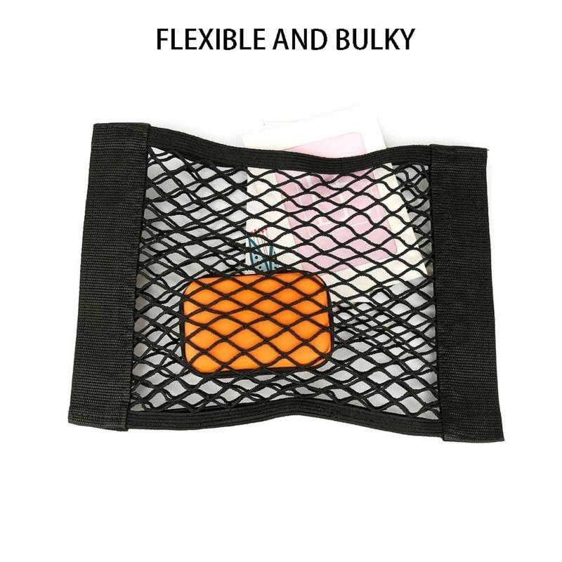 Auto Accessories Double Mesh Pocket Trunk Organizer Storage Mesh Car Built-in Bag Fixed Bag Velcro