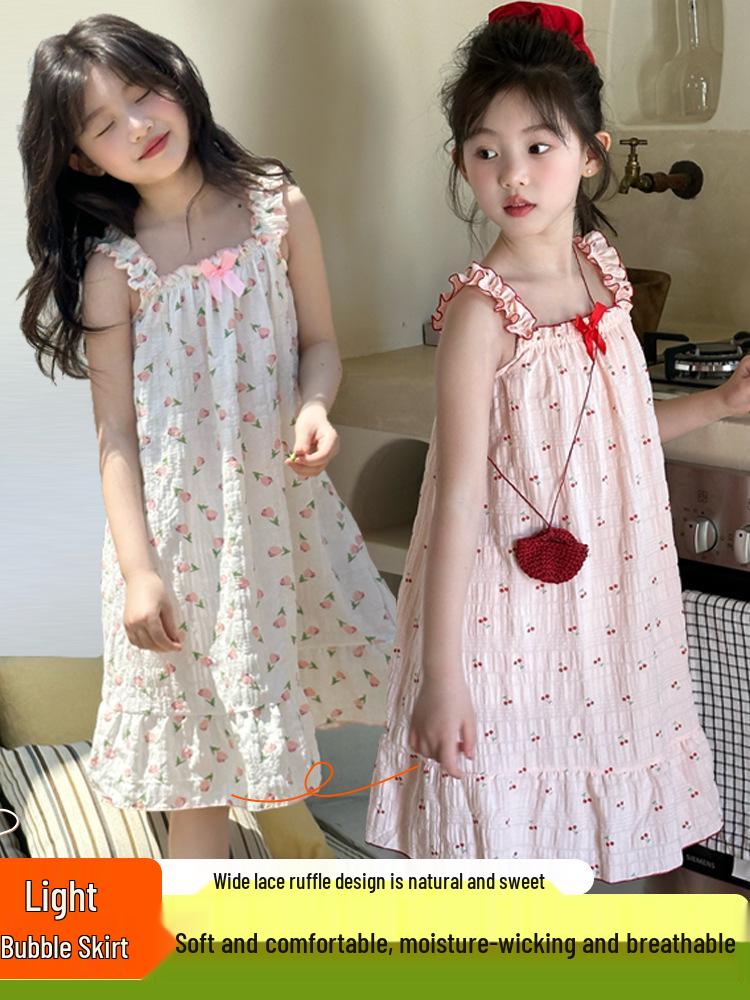 Girls' Stylish Summer Strappy Beach Dress: Casual Holiday Skirt