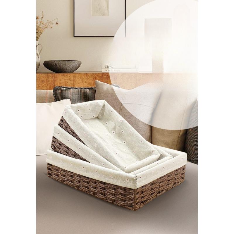 Handmade Woven Seagrass Storage Basket Organizer Bin for Desk Shelf Closet Farmhouse Decor for Snacks & Cosmetics