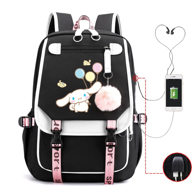 Pies z Dużymi Uszami Plecak Szkolny Męski i Damski Plecak dla Ucznia Szkoły Średniej Gimnazjum Styl College'owy Pasek do Plecaka Plecak Wielofunkcyjny USB