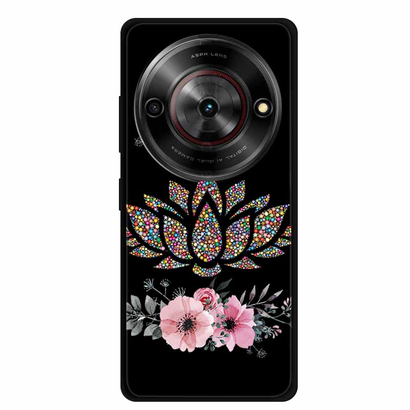 For ZTE Blade A75 Case Black Silicone Cute Animal Floral Soft Cover For ZTE Blade A75 5G TPU Cover Funda for ZTE A75 Coque A 75 Blade A75 5G