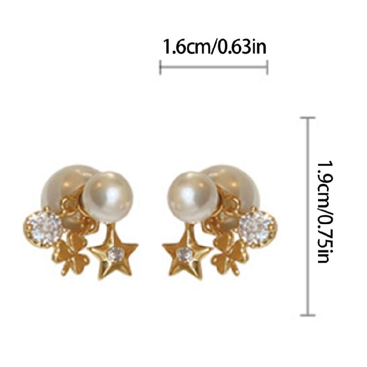 Versatile Silver Tone Earrings With Zircon Accent Imitation Pearls Detail Comfortable Wear Designs