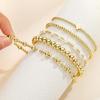 M MOOHAM Gold Beaded Bracelet Set for Women, Pearl Cross Stackable Jewelry | 14K Gold Plated Beaded Bracelets Set, Adjustable Stretch, Non Tarnish