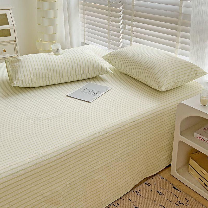 New Thick Minimalist Striped Brushed Bed Sheet for Single Double Student Dormitory