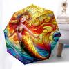 1pc Stained Glass Mermaid Auto-Folding Umbrella - Portable 3-Fold Design with 8-Bone Iron Frame, Perfect for Outdoor Use, Festive Gifts, Travel, Daily